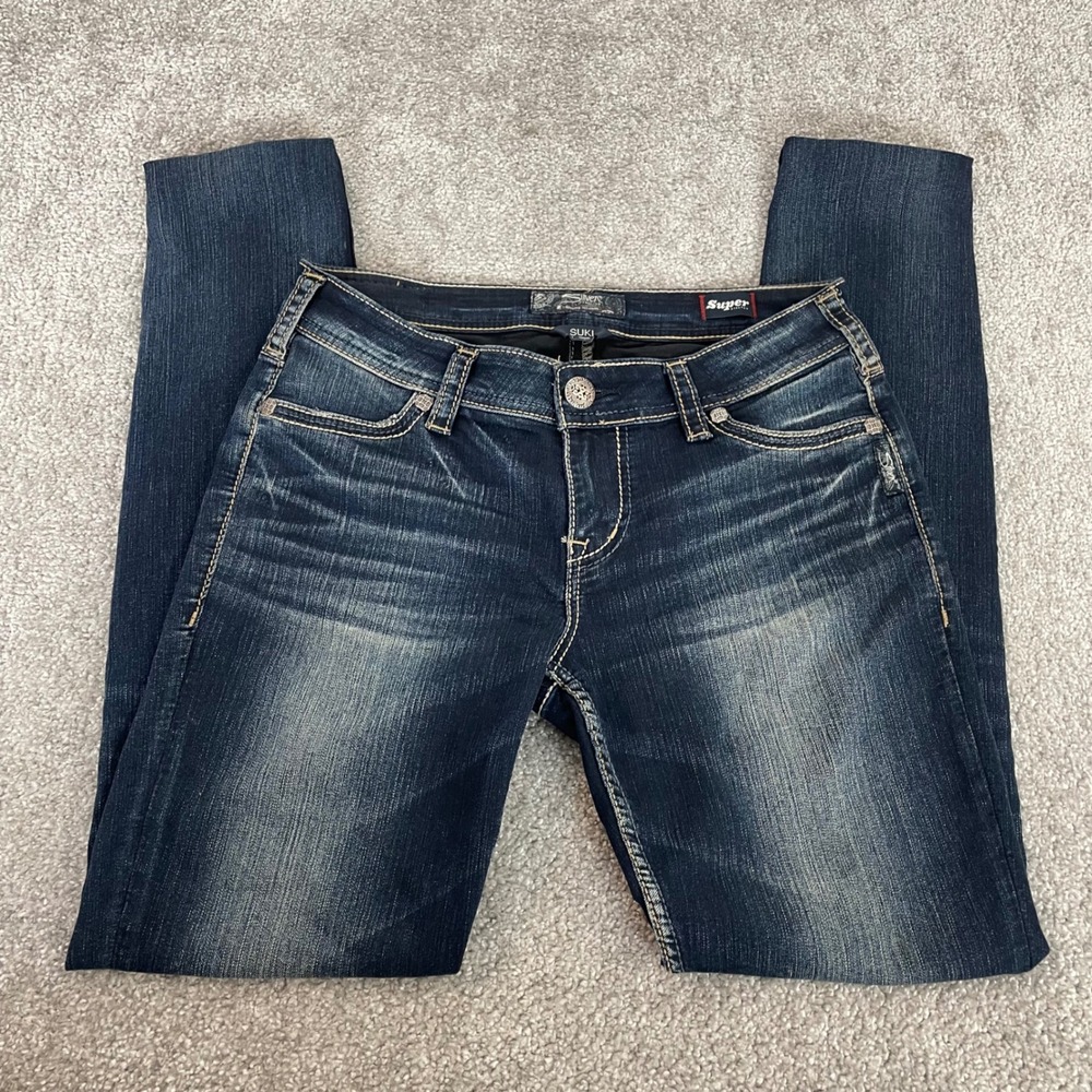 Silver Jeans Womens 31x30 Suki Super Stretch Dark Wash Indigo (Size Tag 29x31)